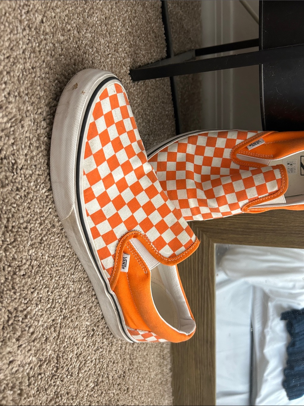 Vans Orange & White Checkerboard Slip-On Sneakers - Picture 6 of 9